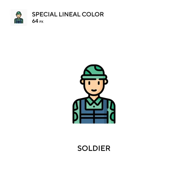 Soldado Especial Icono Vector Color Lineal Iconos Soldado Para Proyecto — Vector de stock