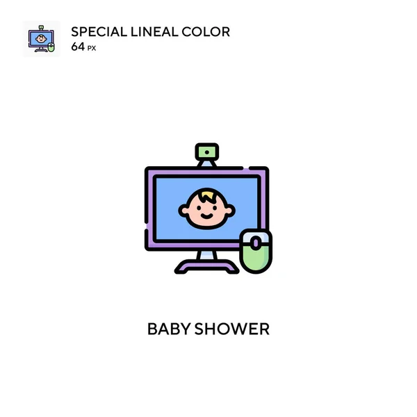 Chuveiro Bebê Ícone Vetorial Cor Linear Especial Ícones Chuveiro Bebê — Vetor de Stock