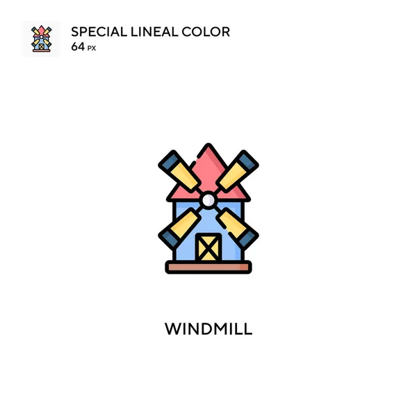Windmühle Spezielles Lineares Farbvektorsymbol Windrad Symbole Für Ihr Geschäftsprojekt — Stockvektor