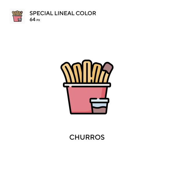 Churros Különleges Lineáris Szín Vektor Ikon Churros Ikonok Üzleti Projektjéhez — Stock Vector