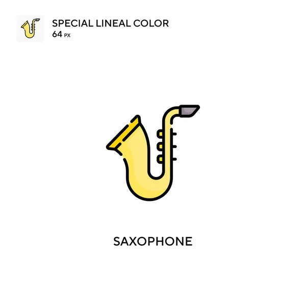 Saxofón Icono Especial Vector Color Lineal Iconos Saxofón Para Proyecto — Vector de stock