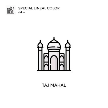Taj Mahal özel doğrusal renk vektör simgesi. İş projeniz için Taj Mahal simgeleri