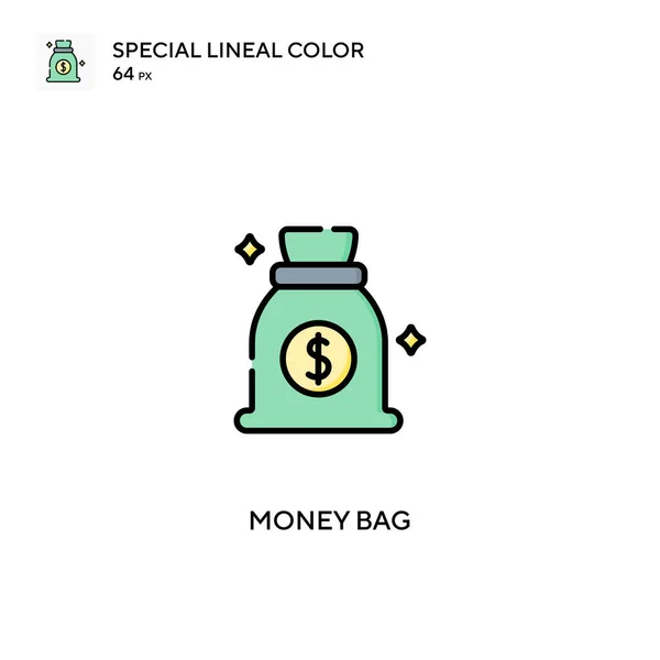 Money Bag Speciale Icona Vettoriale Colori Lineari Icone Della Borsa — Vettoriale Stock