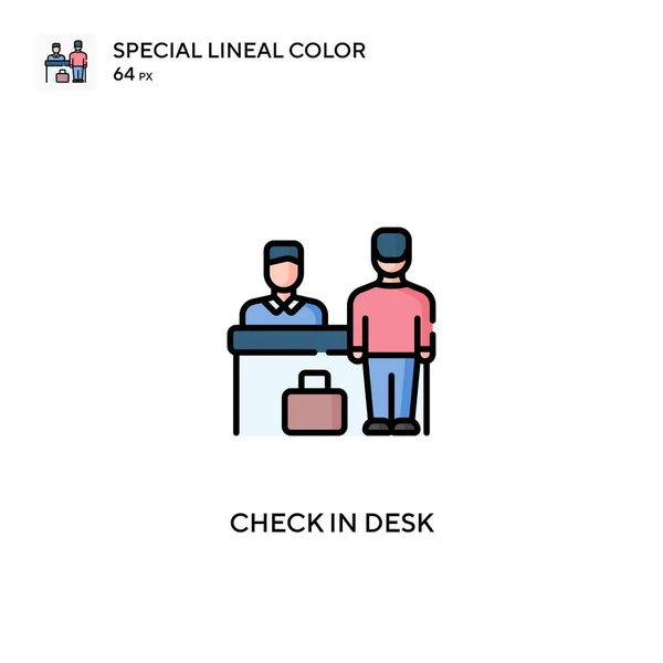 Check Bureau Speciale Lijnkleur Vector Pictogram Check Balie Pictogrammen Voor — Stockvector