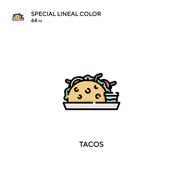 Tacos Specjalna Ikona Wektora Koloru Liniowego Ikony Tacos Dla Twojego — Wektor stockowy