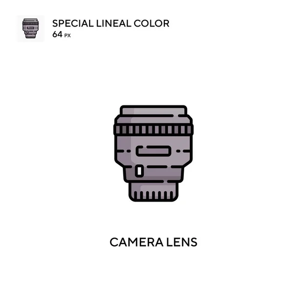 Lente Cámara Icono Especial Vector Color Lineal Iconos Lentes Cámara — Archivo Imágenes Vectoriales