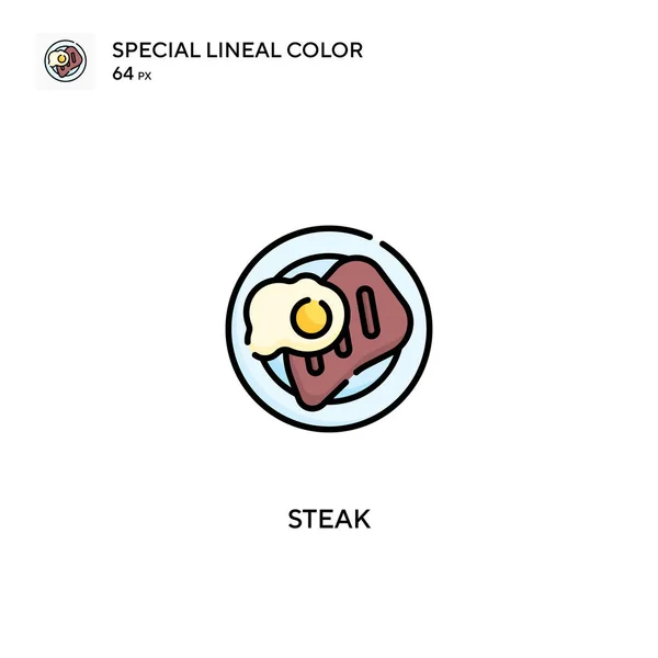 Steak Icono Especial Vector Color Lineal Iconos Filete Para Proyecto — Vector de stock