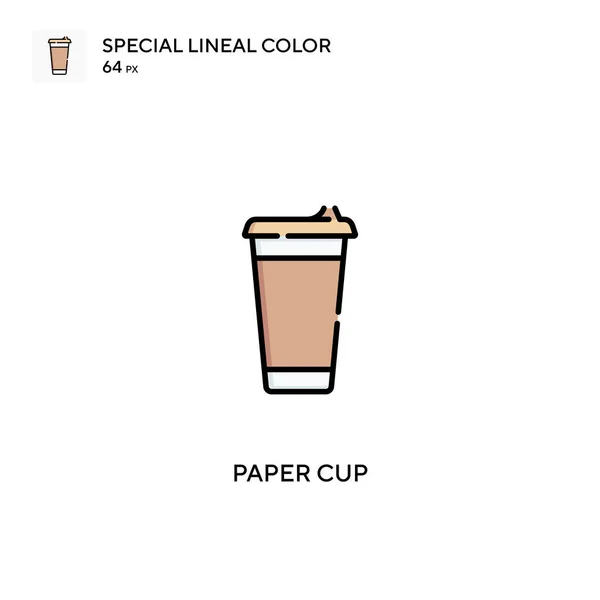 Coupe Papier Icône Vectorielle Couleur Linéaire Spéciale Icônes Tasse Papier — Image vectorielle