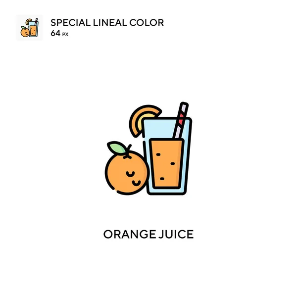Jus Orange Icône Vectorielle Couleur Linéaire Spéciale Icônes Jus Orange — Image vectorielle