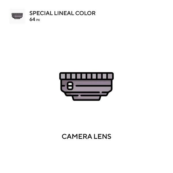 Lente Cámara Icono Especial Vector Color Lineal Iconos Lentes Cámara — Archivo Imágenes Vectoriales