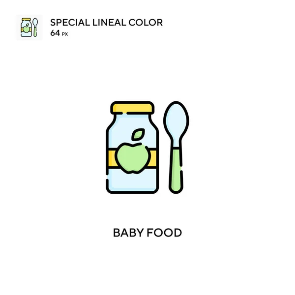 Baby Food Ícone Vetorial Cor Linear Especial Ícones Comida Bebê — Vetor de Stock