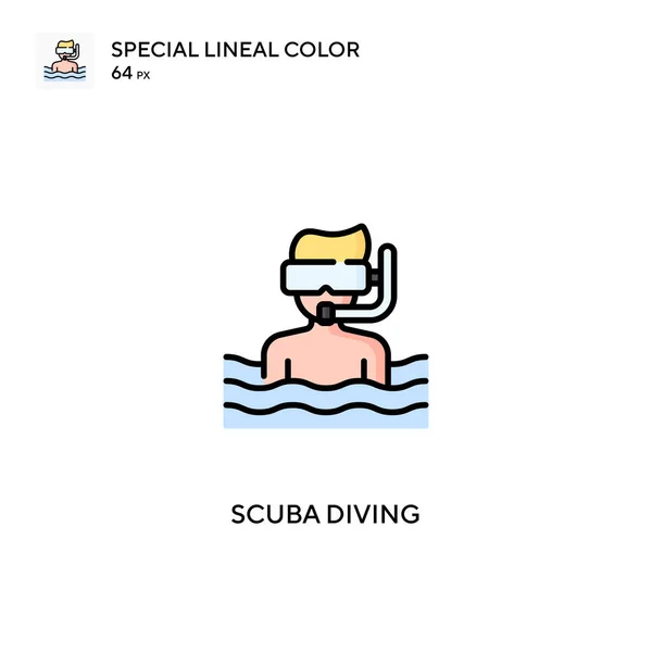 Scuba潜水特殊线形彩色矢量图标 Scuba潜水图标为您的商业项目 — 图库矢量图片