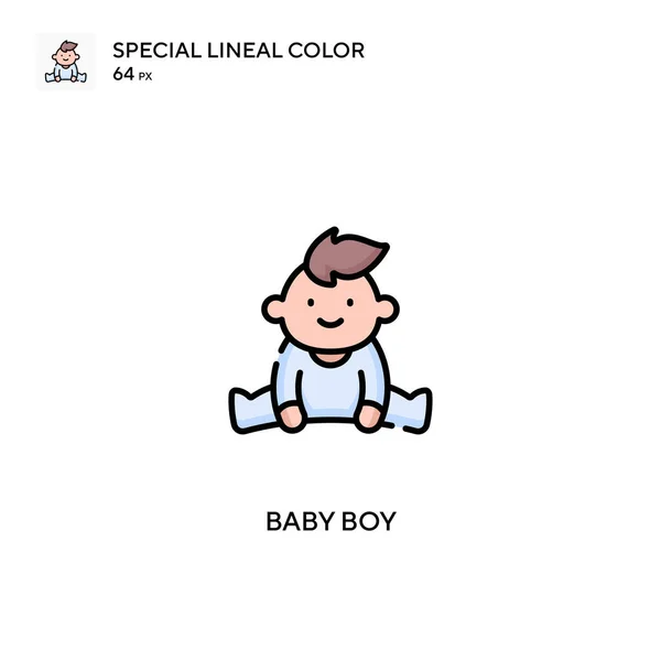 Baby Jongen Speciale Lineal Kleur Vector Icoon Baby Boy Iconen — Stockvector