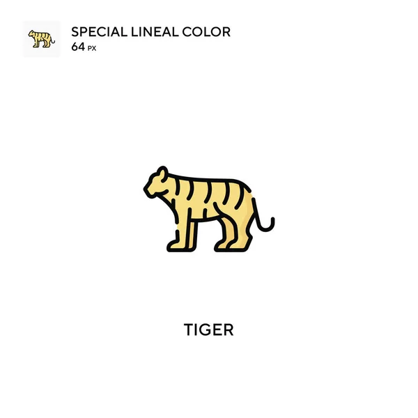 Tigre Spécial Lineal Icône Vectorielle Couleur Icônes Tigre Pour Votre — Image vectorielle