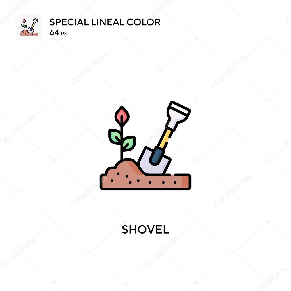 Shovel special lineal color vector icon. Shovel icons for your business project