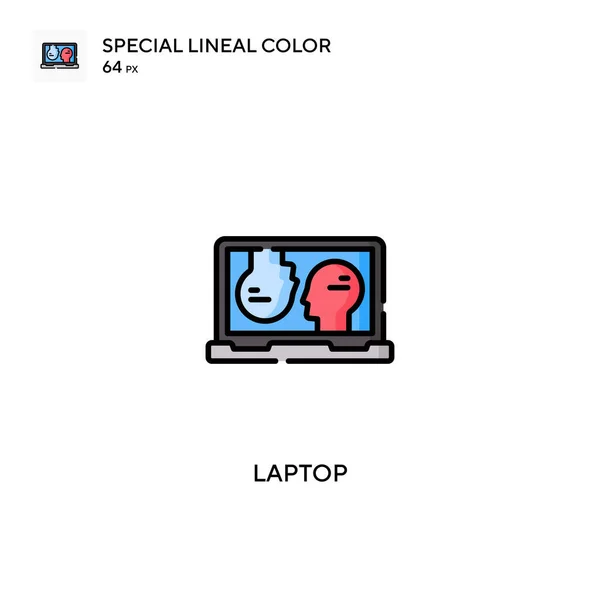 Laptop Különleges Lineáris Szín Vektor Ikon Laptop Ikonok Üzleti Projektjéhez — Stock Vector