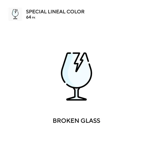 壊れたガラスの特殊線型カラーベクトルアイコン あなたのビジネスプロジェクトのための壊れたガラスのアイコン — ストックベクタ