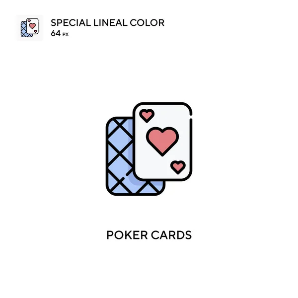 Carte Poker Speciale Icona Vettoriale Colori Lineari Icone Delle Carte — Vettoriale Stock