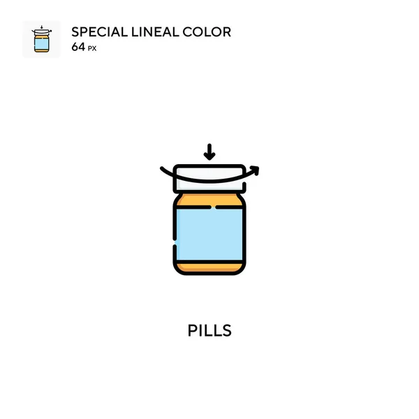 Pills特殊線式カラーベクトルアイコン ビジネスプロジェクトのアイコンを表示する — ストックベクタ