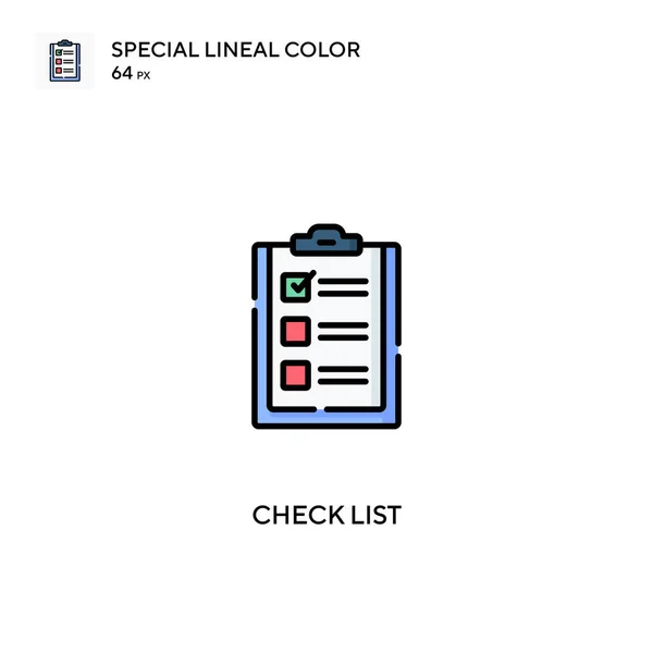 检查列表中特殊的线形彩色矢量图标 检查业务项目的列表图标 — 图库矢量图片
