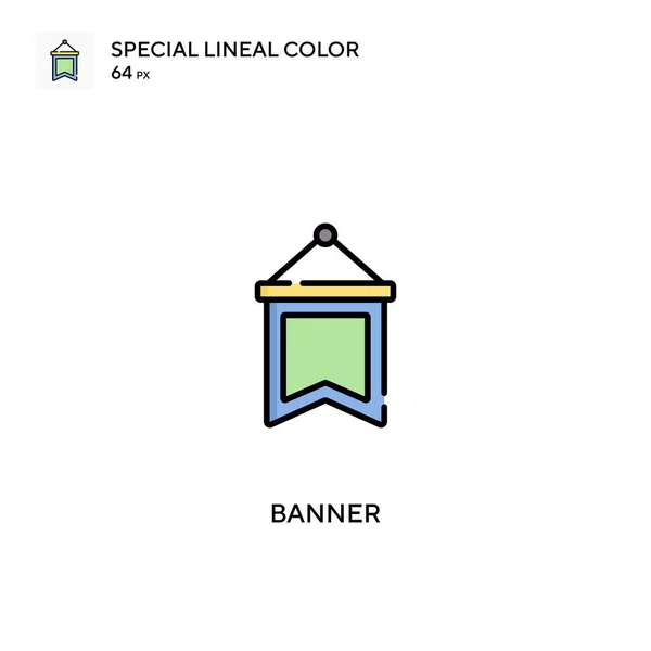Ícone Vetorial Cor Linear Especial Bandeira Ícones Banner Para Seu — Vetor de Stock
