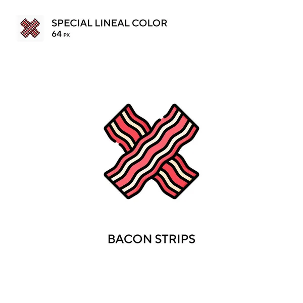 Bacon Tiras Ícone Vetorial Cor Linear Especial Bacon Tiras Ícones — Vetor de Stock