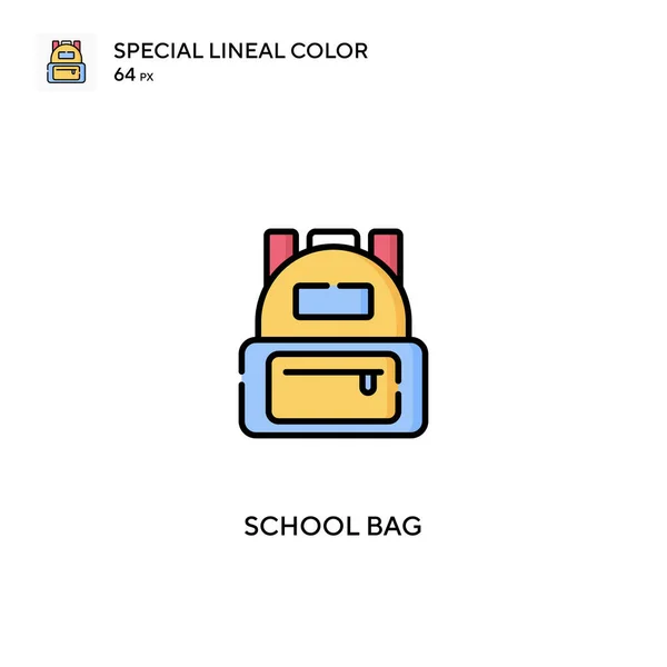 Школьная Сумка Специальная Линейная Цветовая Векторная Икона Значки Школьной Сумки — стоковый вектор