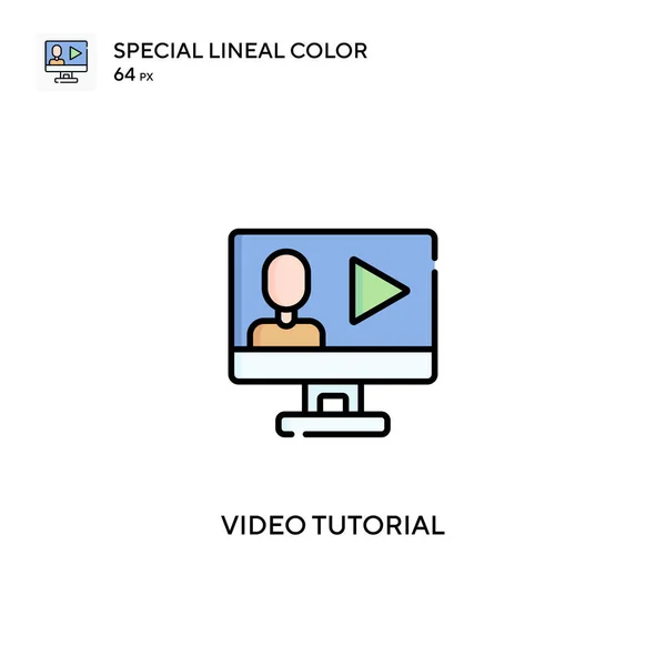 Video Tutorial Especial Icono Vector Color Lineal Iconos Tutoriales Vídeo — Vector de stock