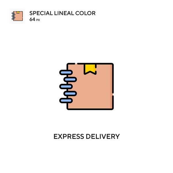 Express Entrega Especial Icono Vector Color Lineal Iconos Entrega Exprés — Vector de stock