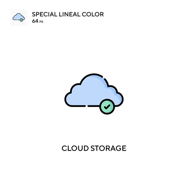 Icona Vettoriale Colore Lineare Speciale Archiviazione Cloud Icone Cloud Storage — Vettoriale Stock