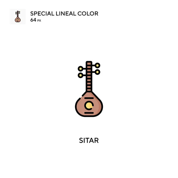 Sitar Spezielles Lineares Farbvektorsymbol Sitar Symbole Für Ihr Geschäftsprojekt — Stockvektor
