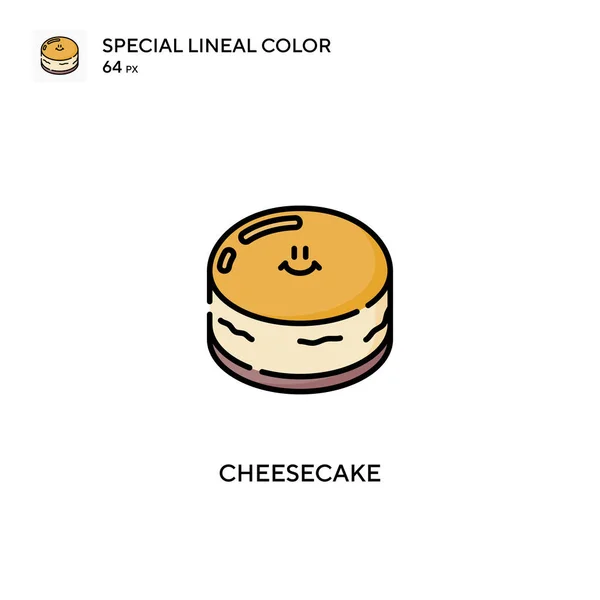 芝士蛋糕特殊的线形彩色矢量图标 您的商业项目的芝士蛋糕图标 — 图库矢量图片