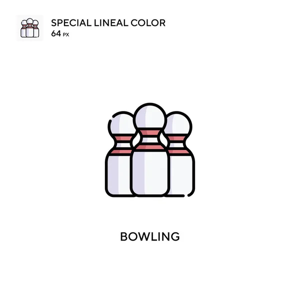 Bowling Icono Especial Vector Color Lineal Iconos Bolos Para Proyecto — Vector de stock