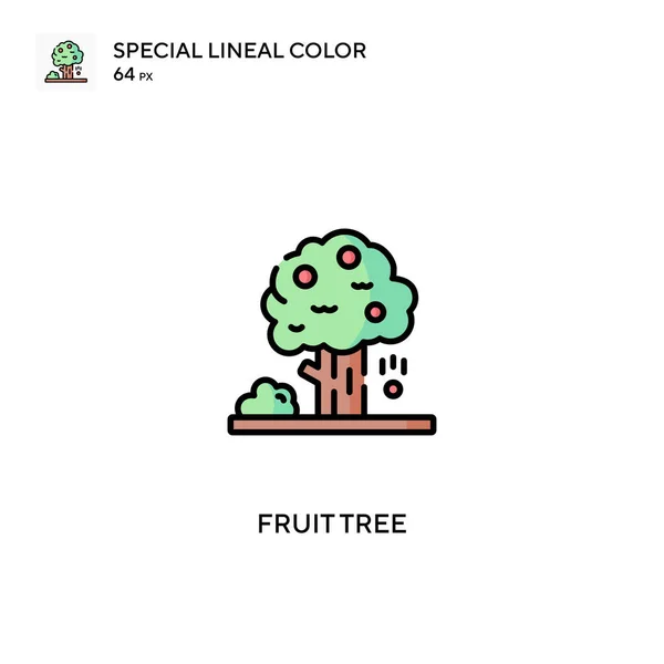 Fruit Tree Ειδικό Lineal Χρώμα Διάνυσμα Εικονίδιο Εικονίδια Οπωροφόρων Δέντρων — Διανυσματικό Αρχείο