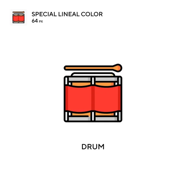 Drum Speciale Icona Vettoriale Colori Lineari Icone Del Tamburo Tuo — Vettoriale Stock