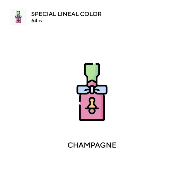 Champagne Icône Vectorielle Couleur Linéaire Spéciale Icônes Champagne Pour Votre — Image vectorielle