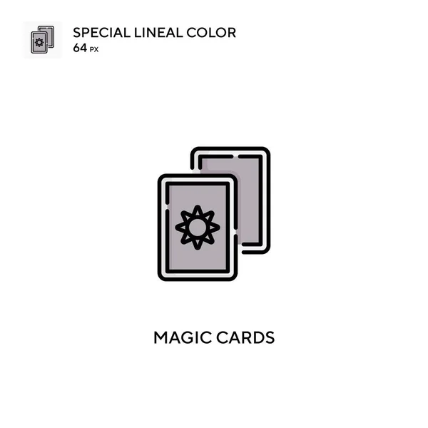 Magic Kártyák Speciális Lineáris Szín Vektor Ikon Mágikus Kártyák Ikonok — Stock Vector