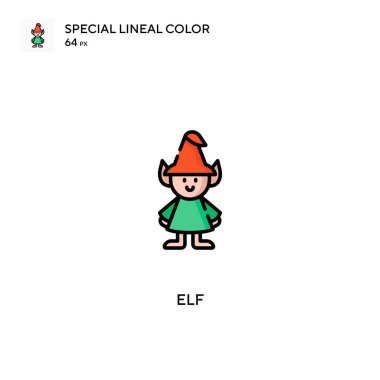 Elf Özel Çizgisel Renk Vektörü simgesi. İş projeniz için elf simgeleri