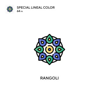 Rangoli özel doğrusal renk vektör simgesi. İş projeniz için Rangoli simgeleri