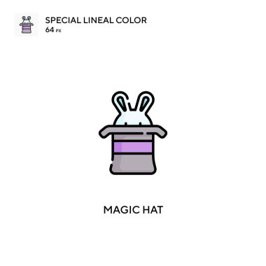 Sihirli şapka özel doğrusal renk vektör simgesi. İş projeniz için sihirli şapka simgeleri