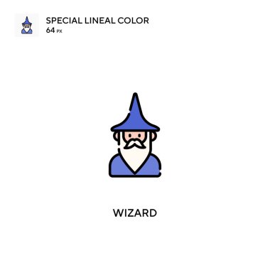 Büyücü özel doğrusal renk vektör simgesi. İş projeniz için sihirbaz simgeleri