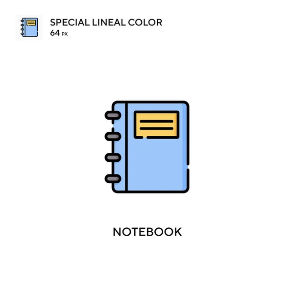 Notebook Special Lineal Color Vector Icon Ikony Sešitu Pro Váš — Stockový vektor