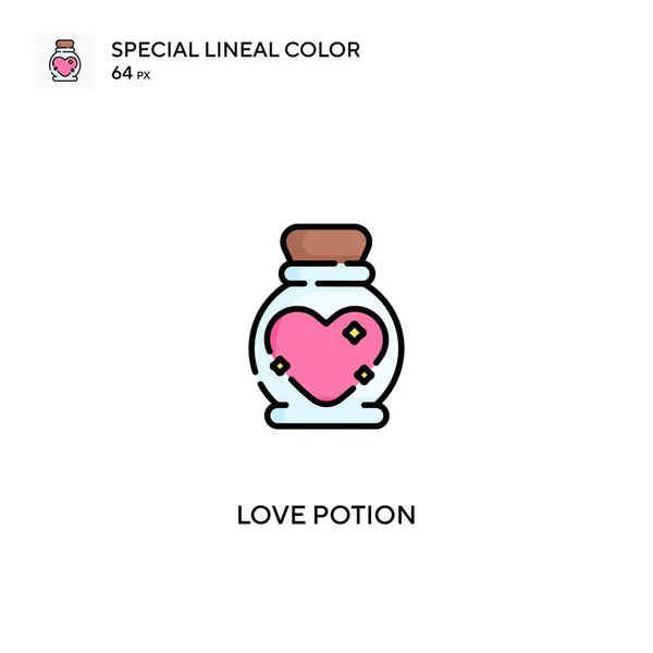Potion Amour Spécial Vecteur Couleur Linéaire Icône Icônes Potion Amour — Image vectorielle