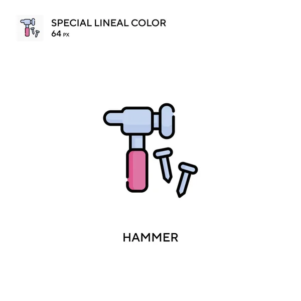 Hammer Special Lineal Color Vector Icon 비즈니스 프로젝트용 아이콘 — 스톡 벡터