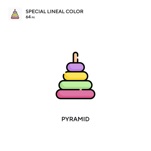 Piramida Specjalna Liniowa Ikona Wektora Koloru Ikony Piramidy Dla Twojego — Wektor stockowy