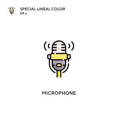 Mikrofon özel doğrusal renk vektör simgesi. İş projeniz için mikrofon simgeleri