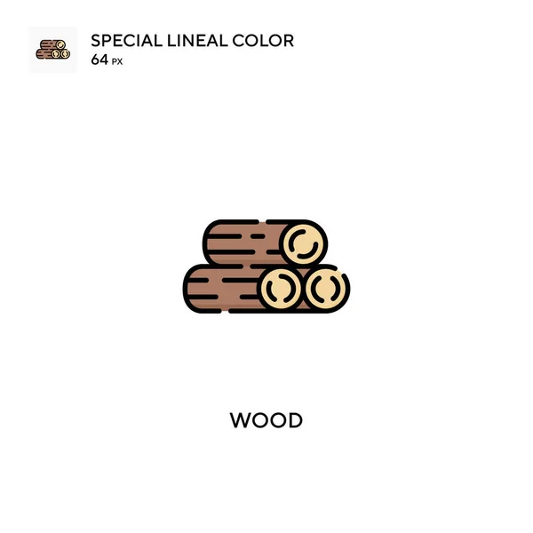 木製の特殊線型カラーベクトルアイコン あなたのビジネスプロジェクトの木のアイコン — ストックベクタ