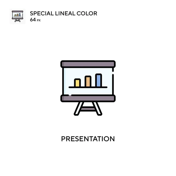 Presentazione Speciale Icona Vettoriale Colori Lineari Icone Presentazione Tuo Progetto — Vettoriale Stock