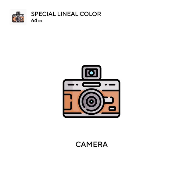 カメラ特殊線型カラーベクトルアイコン ビジネスプロジェクトのカメラアイコン — ストックベクタ