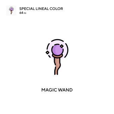 Sihirli değnek özel doğrusal renk vektör simgesi. İş projeniz için sihirli çubuk simgeleri